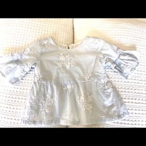 Janie & Jack Floral Embroidered Bell Sleeve Top